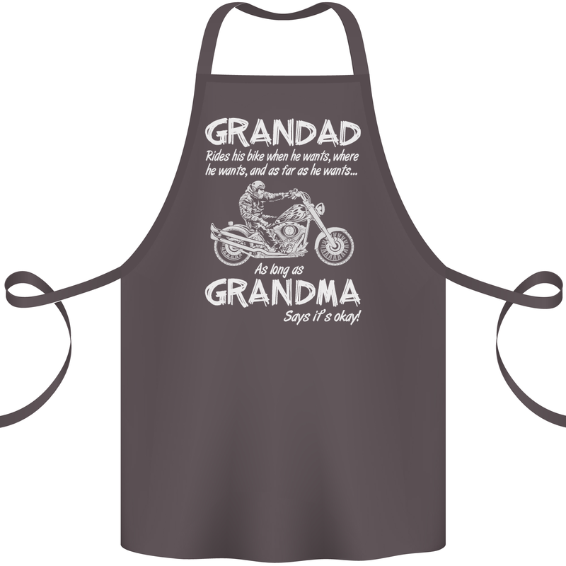 Grandad Grandma Biker Motorcycle Motorbike Cotton Apron 100% Organic Dark Grey