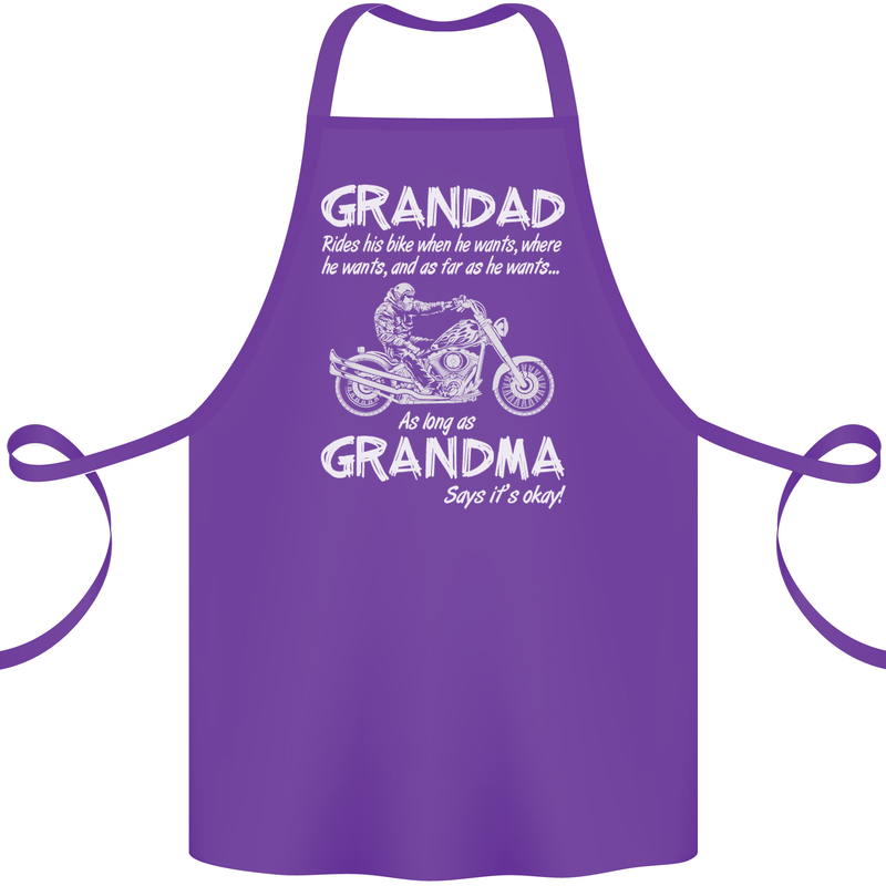 Grandad Grandma Biker Motorcycle Motorbike Cotton Apron 100% Organic Purple