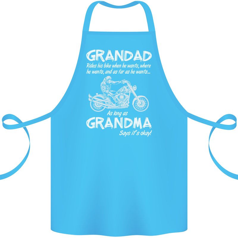 Grandad Grandma Biker Motorcycle Motorbike Cotton Apron 100% Organic Turquoise