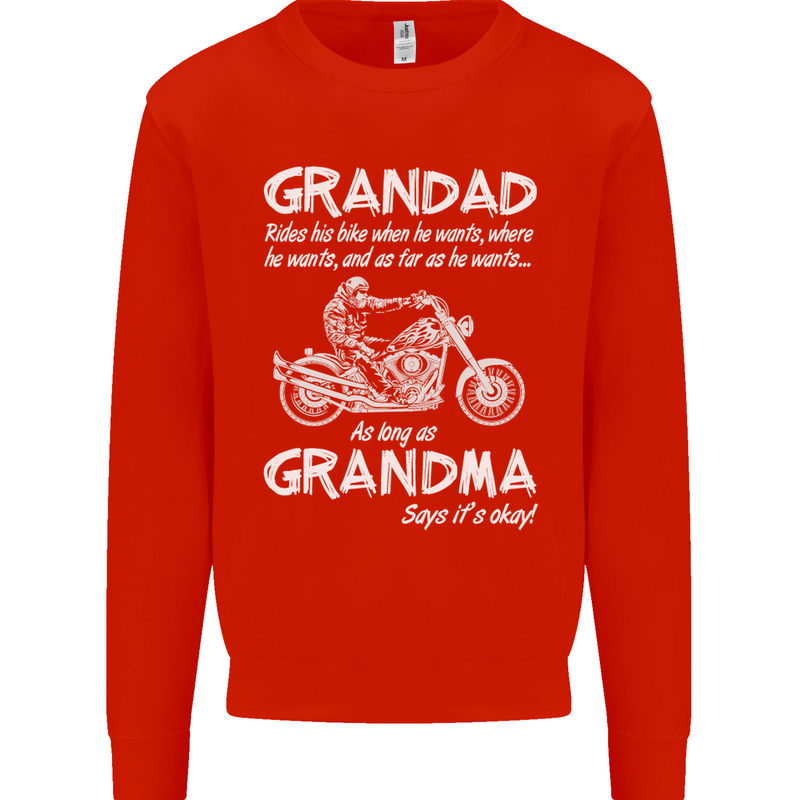 Grandad Grandma Biker Motorcycle Motorbike Mens Sweatshirt Jumper Bright Red