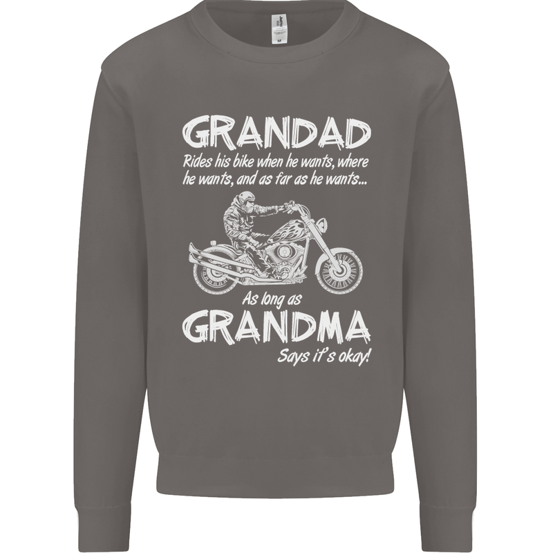 Grandad Grandma Biker Motorcycle Motorbike Mens Sweatshirt Jumper Charcoal