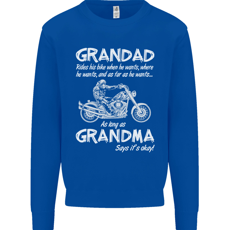 Grandad Grandma Biker Motorcycle Motorbike Mens Sweatshirt Jumper Royal Blue