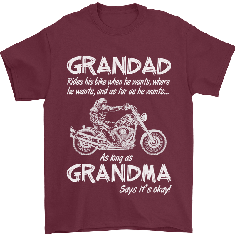 Grandad Grandma Biker Motorcycle Motorbike Mens T-Shirt Cotton Gildan Maroon