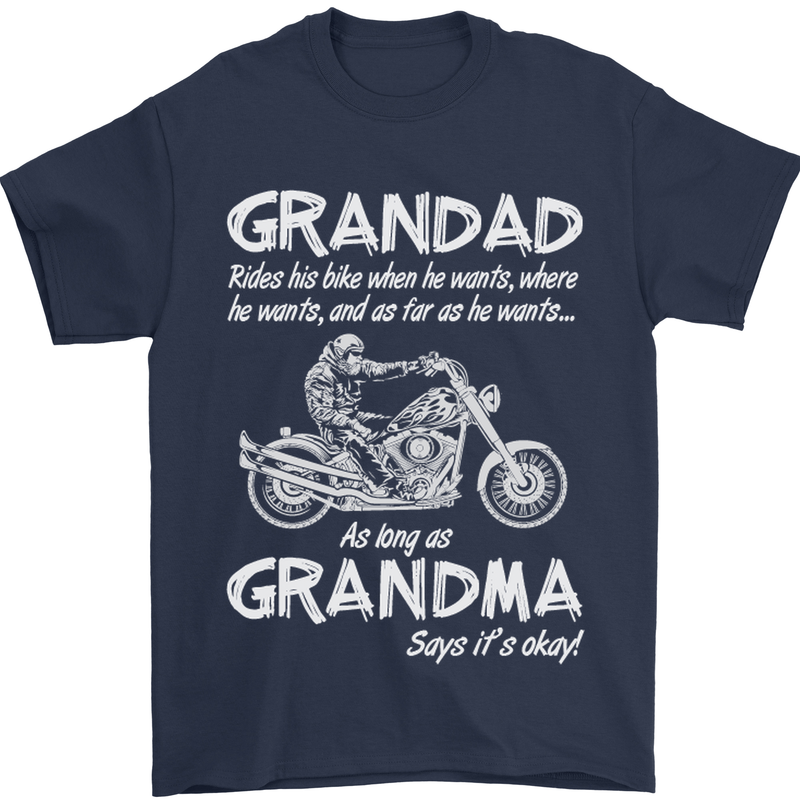 Grandad Grandma Biker Motorcycle Motorbike Mens T-Shirt Cotton Gildan Navy Blue