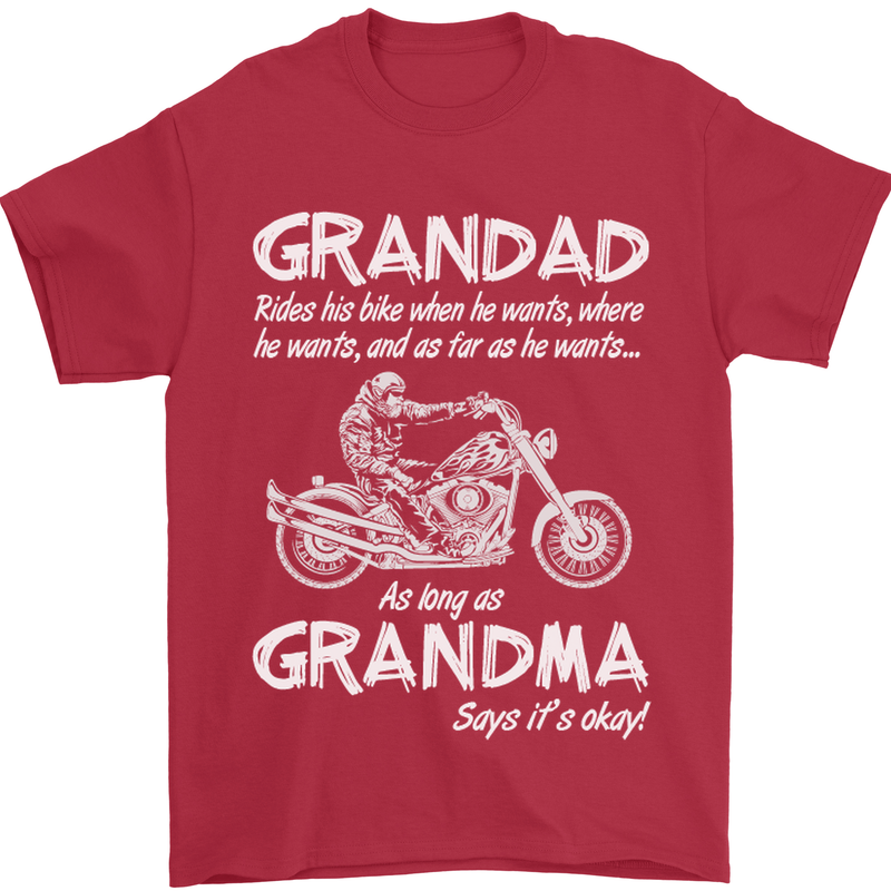 Grandad Grandma Biker Motorcycle Motorbike Mens T-Shirt Cotton Gildan Red