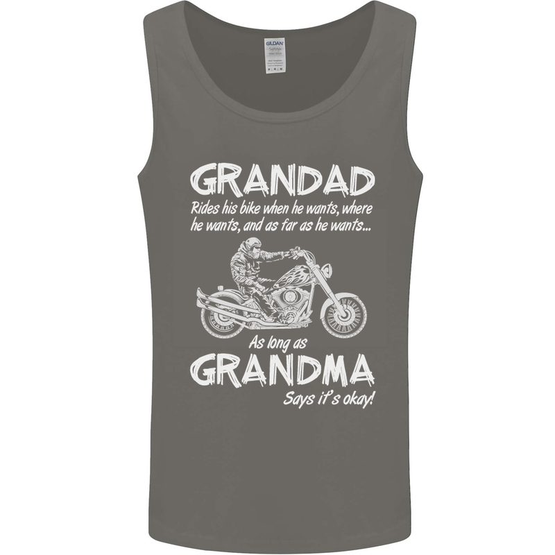 Grandad Grandma Biker Motorcycle Motorbike Mens Vest Tank Top Charcoal