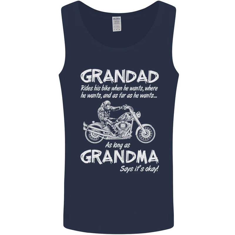 Grandad Grandma Biker Motorcycle Motorbike Mens Vest Tank Top Navy Blue