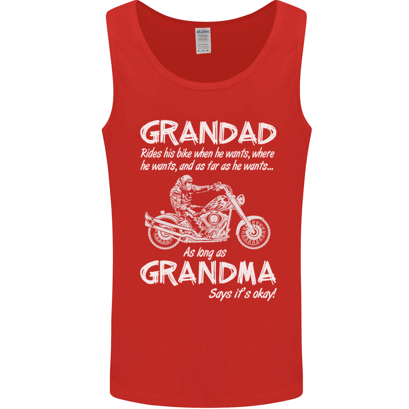 Grandad Grandma Biker Motorcycle Motorbike Mens Vest Tank Top Red