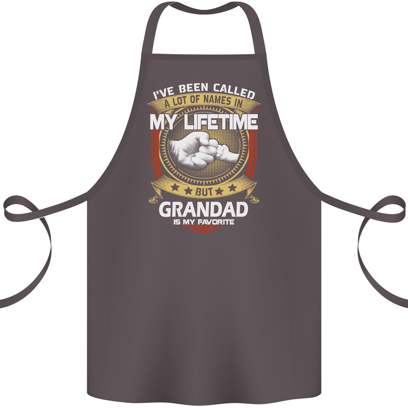 Grandad Is My Favourite Funny Fathers Day Cotton Apron 100% Organic Dark Grey