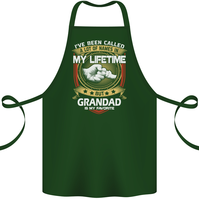 Grandad Is My Favourite Funny Fathers Day Cotton Apron 100% Organic Forest Green