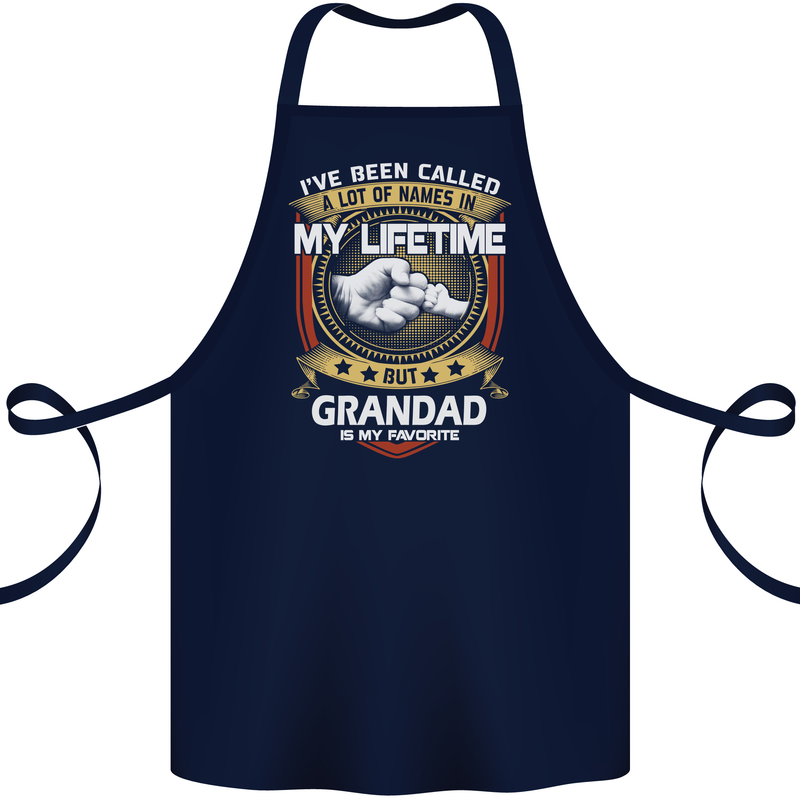 Grandad Is My Favourite Funny Fathers Day Cotton Apron 100% Organic Navy Blue
