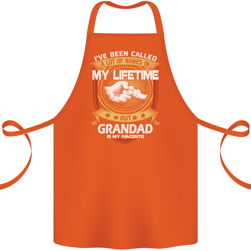 Grandad Is My Favourite Funny Fathers Day Cotton Apron 100% Organic Orange
