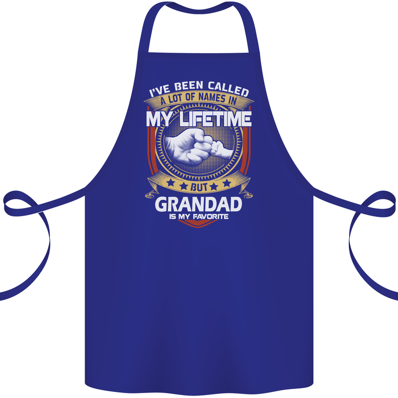 Grandad Is My Favourite Funny Fathers Day Cotton Apron 100% Organic Royal Blue