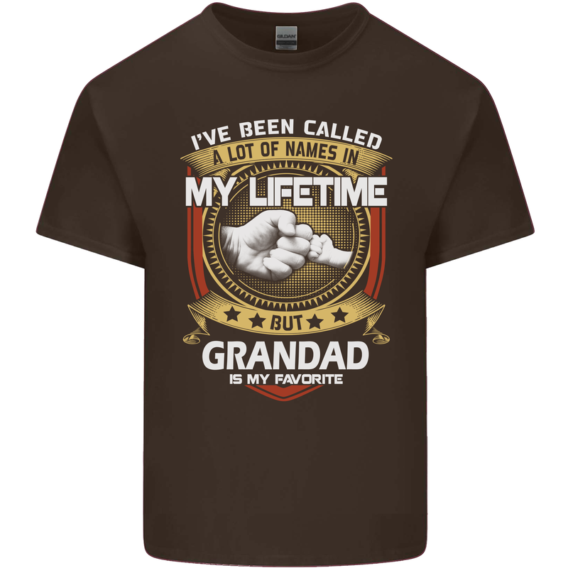Grandad Is My Favourite Funny Fathers Day Mens Cotton T-Shirt Tee Top Dark Chocolate