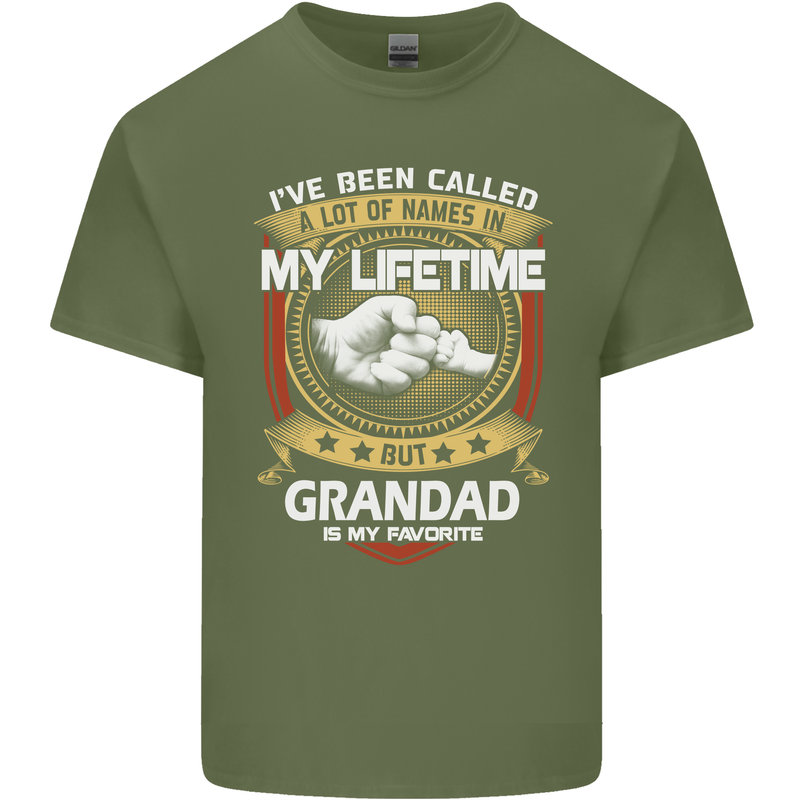 Grandad Is My Favourite Funny Fathers Day Mens Cotton T-Shirt Tee Top Military Green