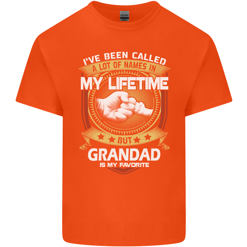 Grandad Is My Favourite Funny Fathers Day Mens Cotton T-Shirt Tee Top Orange