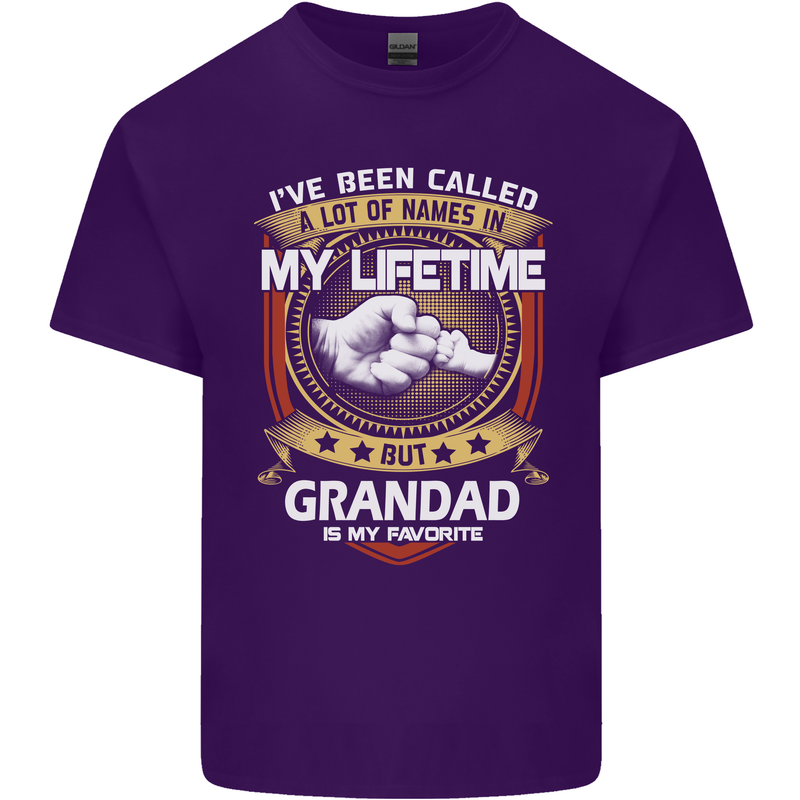 Grandad Is My Favourite Funny Fathers Day Mens Cotton T-Shirt Tee Top Purple