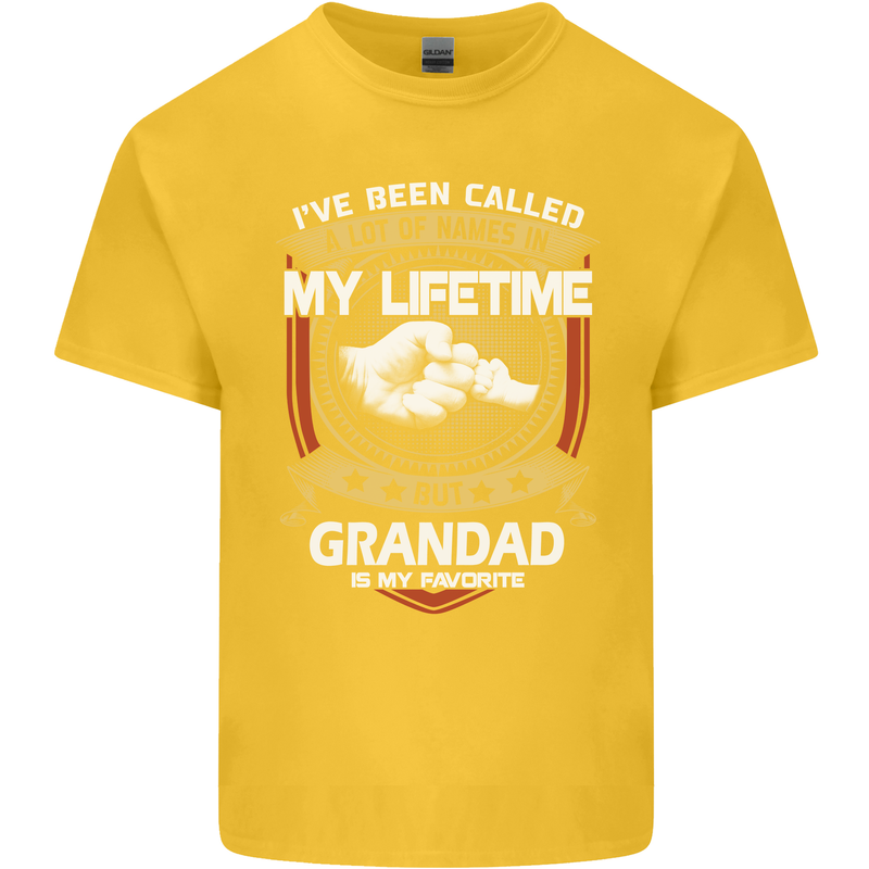 Grandad Is My Favourite Funny Fathers Day Mens Cotton T-Shirt Tee Top Yellow