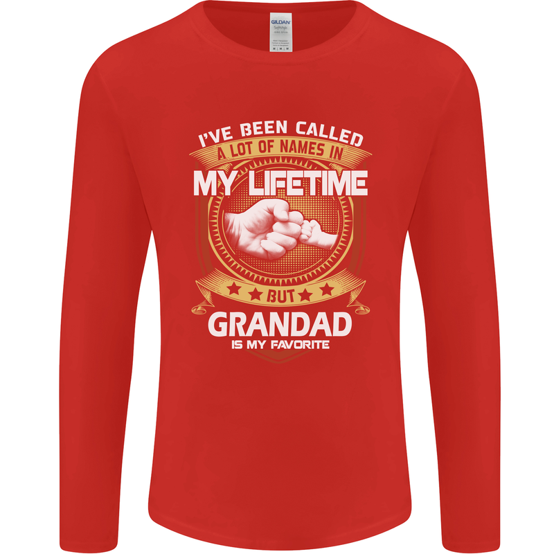Grandad Is My Favourite Funny Fathers Day Mens Long Sleeve T-Shirt Red