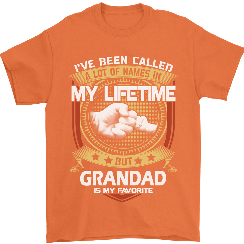 Grandad Is My Favourite Funny Fathers Day Mens T-Shirt Cotton Gildan Orange