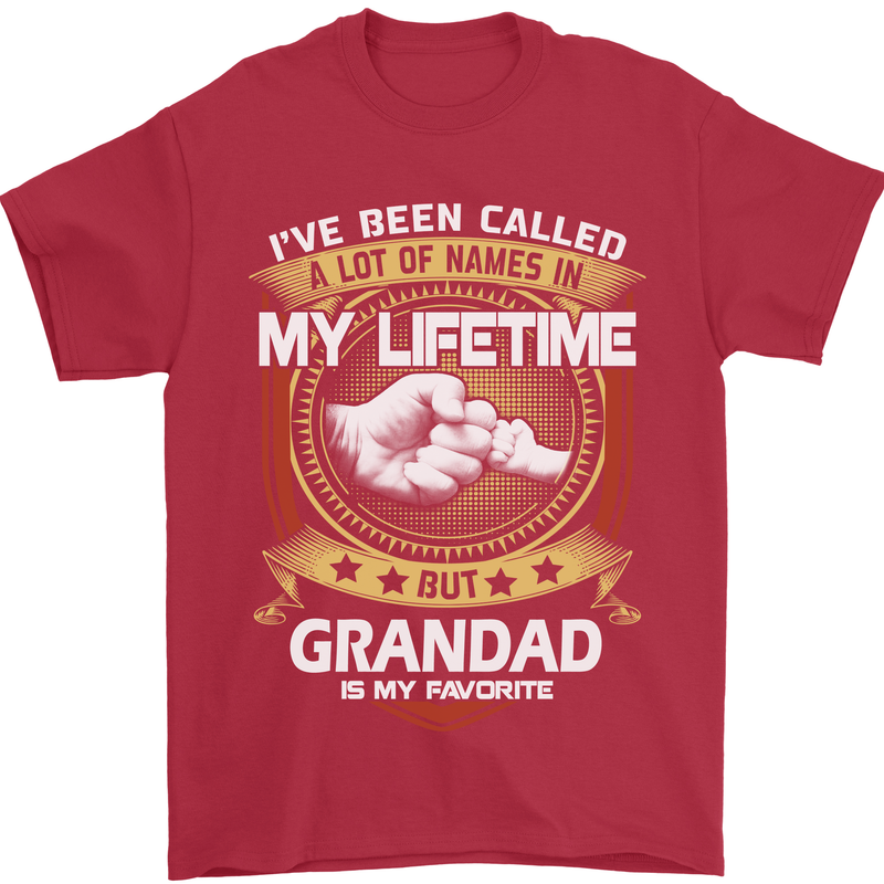 Grandad Is My Favourite Funny Fathers Day Mens T-Shirt Cotton Gildan Red