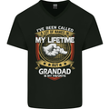 Grandad Is My Favourite Funny Fathers Day Mens V-Neck Cotton T-Shirt Black