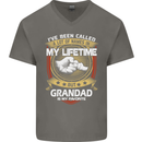 Grandad Is My Favourite Funny Fathers Day Mens V-Neck Cotton T-Shirt Charcoal