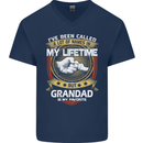 Grandad Is My Favourite Funny Fathers Day Mens V-Neck Cotton T-Shirt Navy Blue