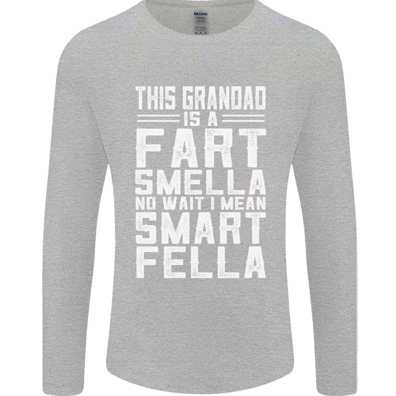Grandad Is a Fart Smella Funny Fathers Day Mens Long Sleeve T-Shirt Sports Grey