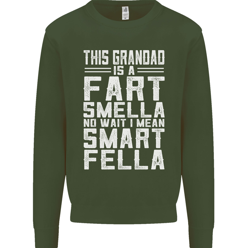 Grandad Is a Fart Smella Funny Fathers Day Mens Sweatshirt Jumper Forest Green