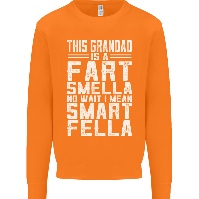 Grandad Is a Fart Smella Funny Fathers Day Mens Sweatshirt Jumper Orange