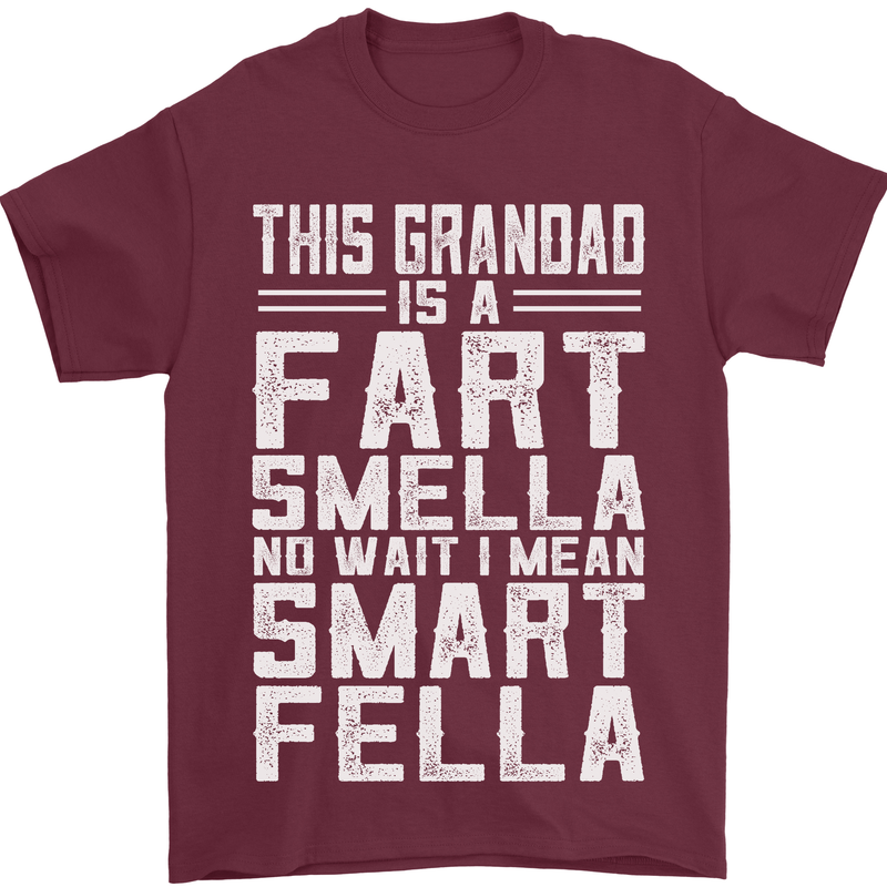 Grandad Is a Fart Smella Funny Fathers Day Mens T-Shirt Cotton Gildan Maroon
