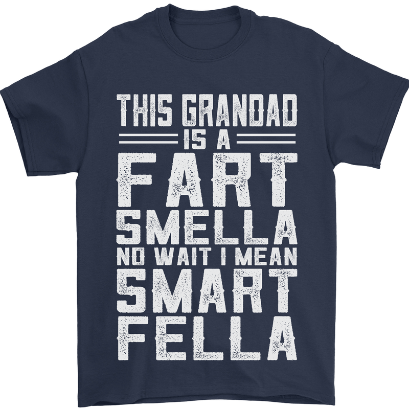 Grandad Is a Fart Smella Funny Fathers Day Mens T-Shirt Cotton Gildan Navy Blue