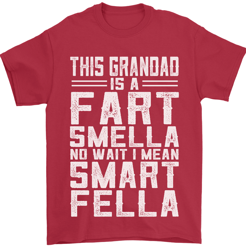 Grandad Is a Fart Smella Funny Fathers Day Mens T-Shirt Cotton Gildan Red