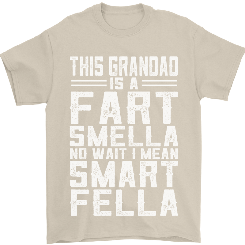 Grandad Is a Fart Smella Funny Fathers Day Mens T-Shirt Cotton Gildan Sand