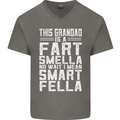 Grandad Is a Fart Smella Funny Fathers Day Mens V-Neck Cotton T-Shirt Charcoal