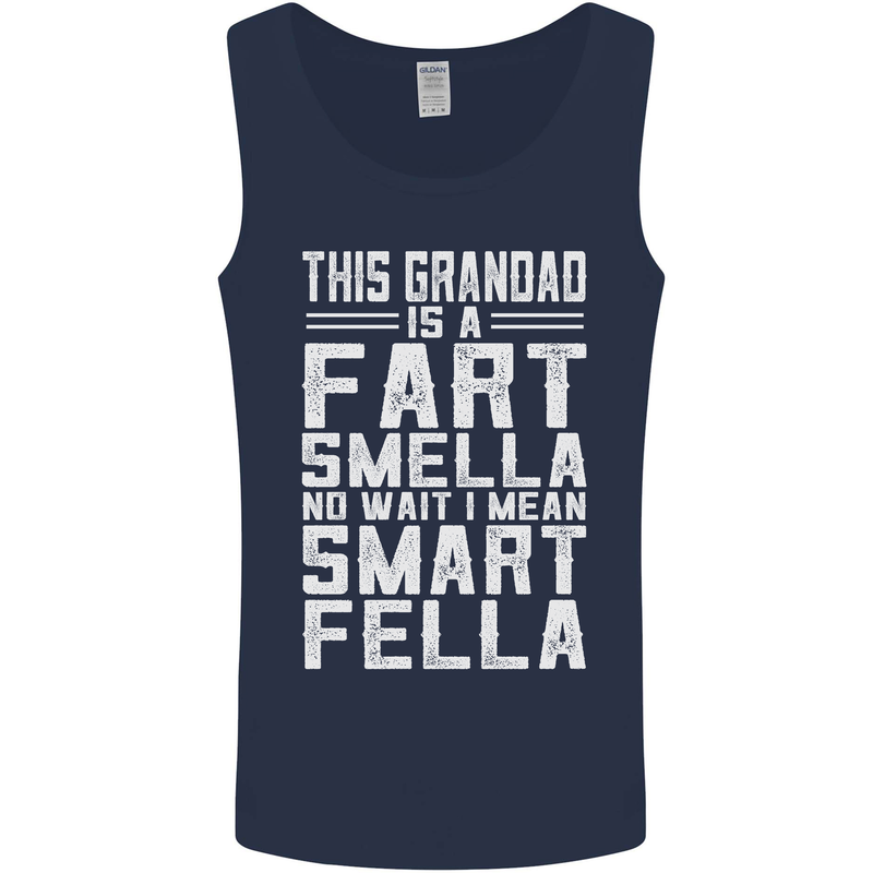 Grandad Is a Fart Smella Funny Fathers Day Mens Vest Tank Top Navy Blue