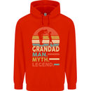 Grandad Man Myth Legend Funny Fathers Day Mens 80% Cotton Hoodie Bright Red