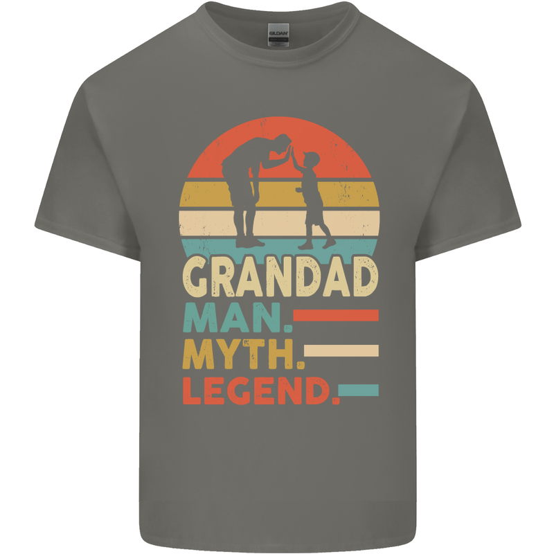 Grandad Man Myth Legend Funny Fathers Day Mens Cotton T-Shirt Tee Top Charcoal