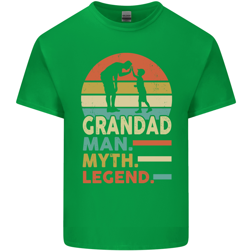 Grandad Man Myth Legend Funny Fathers Day Mens Cotton T-Shirt Tee Top Irish Green