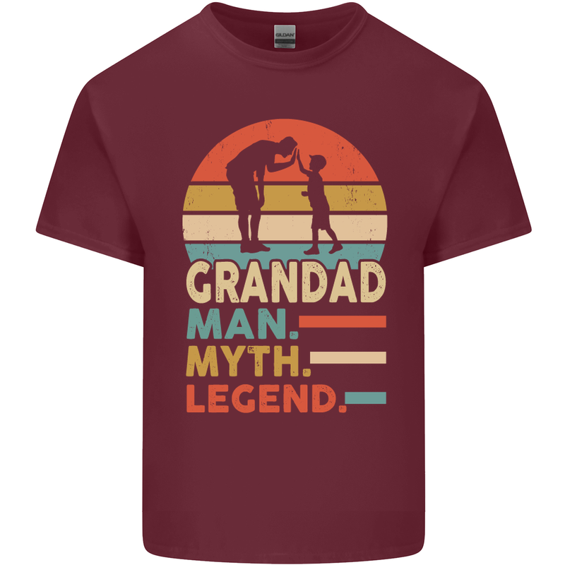 Grandad Man Myth Legend Funny Fathers Day Mens Cotton T-Shirt Tee Top Maroon