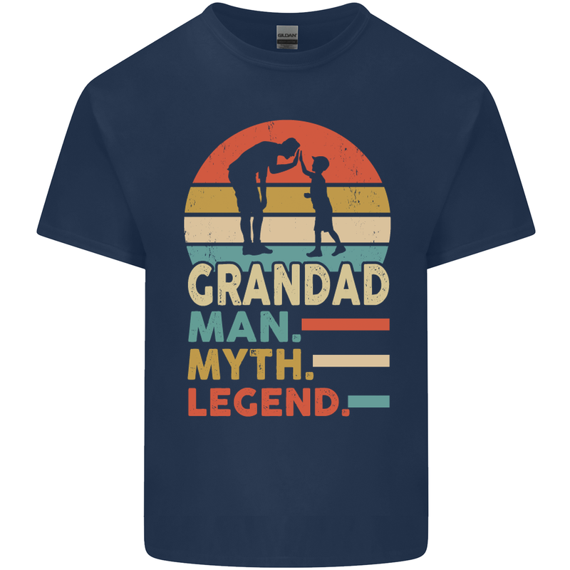 Grandad Man Myth Legend Funny Fathers Day Mens Cotton T-Shirt Tee Top Navy Blue