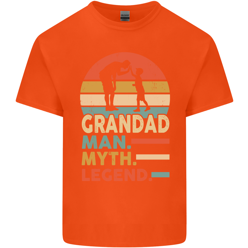 Grandad Man Myth Legend Funny Fathers Day Mens Cotton T-Shirt Tee Top Orange