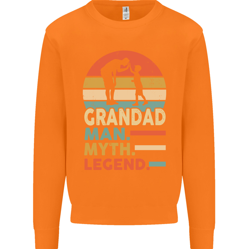 Grandad Man Myth Legend Funny Fathers Day Mens Sweatshirt Jumper Orange