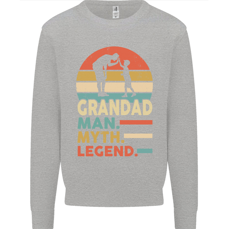 Grandad Man Myth Legend Funny Fathers Day Mens Sweatshirt Jumper Sports Grey