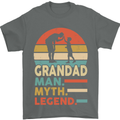 Grandad Man Myth Legend Funny Fathers Day Mens T-Shirt Cotton Gildan Charcoal