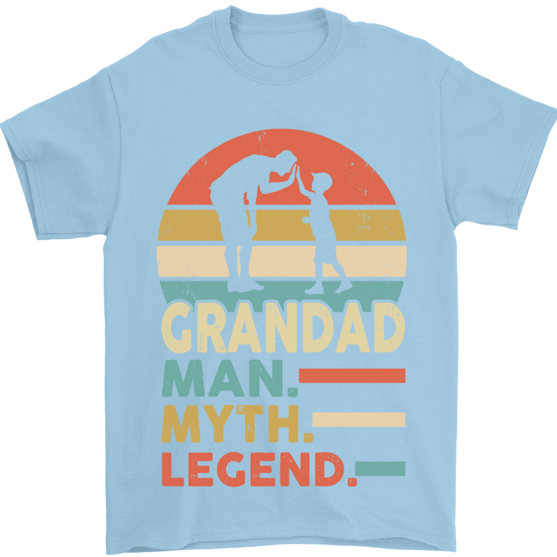 Grandad Man Myth Legend Funny Fathers Day Mens T-Shirt Cotton Gildan Light Blue