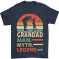 Grandad Man Myth Legend Funny Fathers Day Mens T-Shirt Cotton Gildan Navy Blue