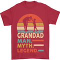 Grandad Man Myth Legend Funny Fathers Day Mens T-Shirt Cotton Gildan Red