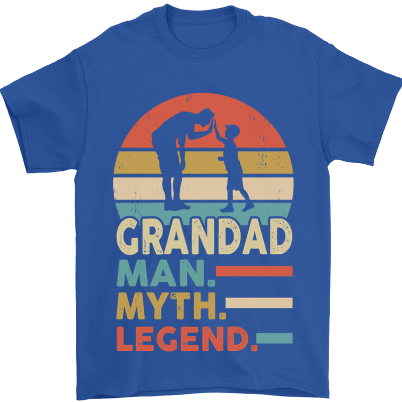Grandad Man Myth Legend Funny Fathers Day Mens T-Shirt Cotton Gildan Royal Blue
